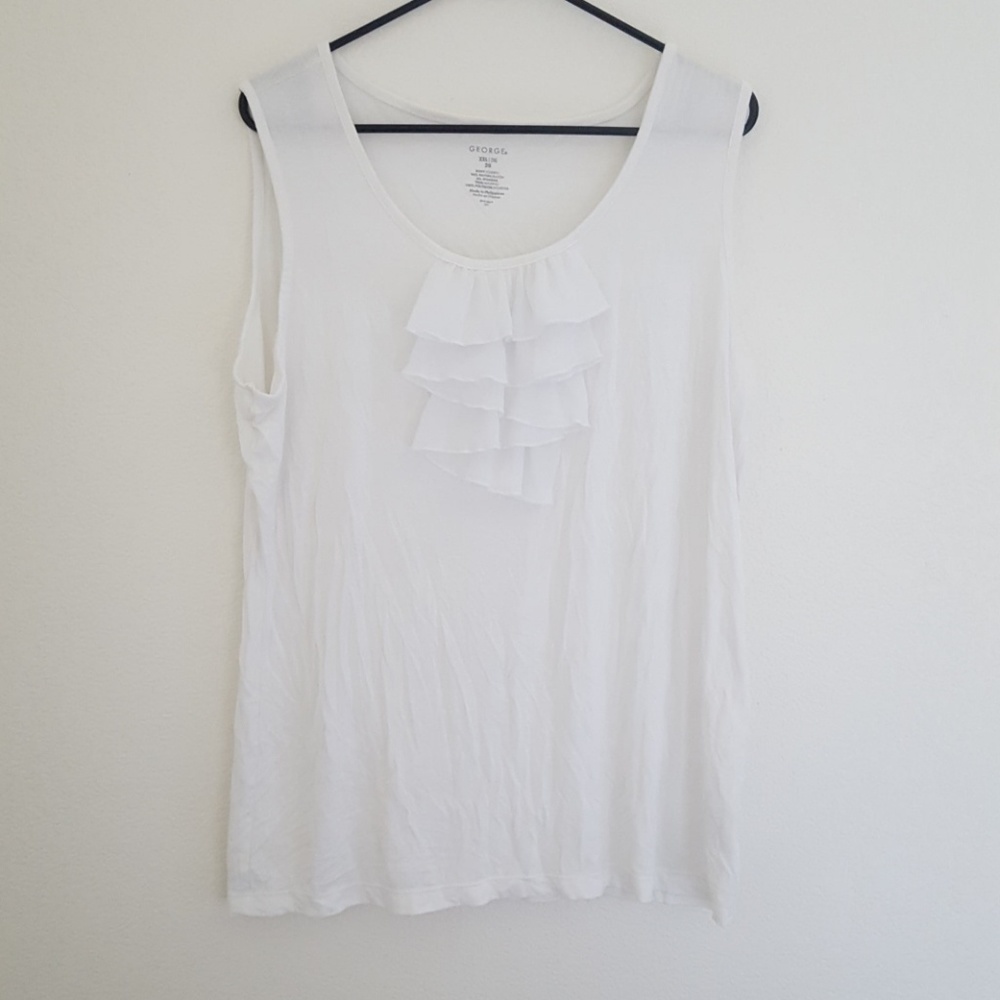 White ruffle blouse